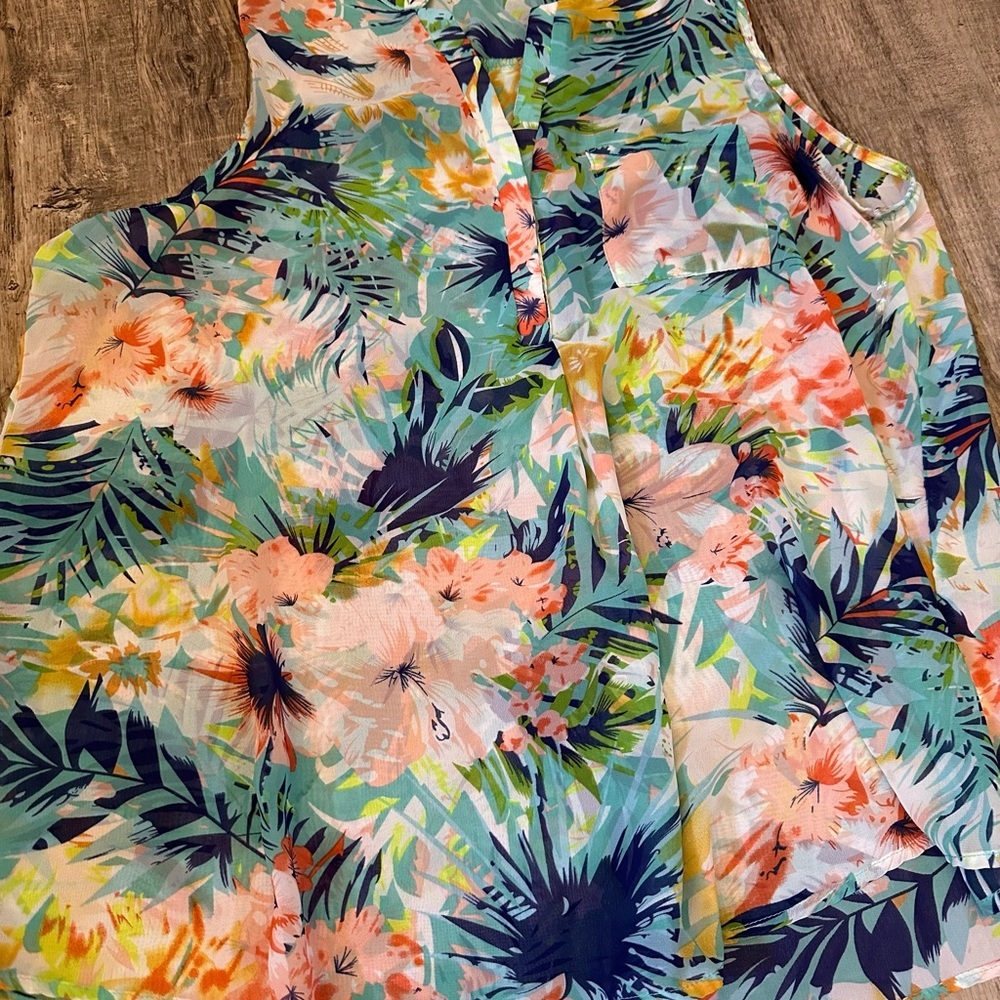 Zenobia Tropical Floral Blouse 2XL